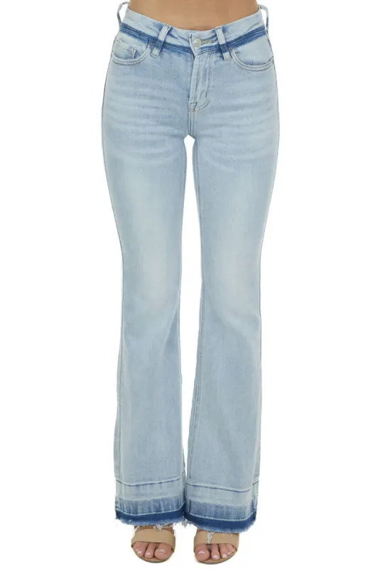 I&M Light Wash Mid Rise Stretchy Denim Flare Jeans sold by Lime Lush
