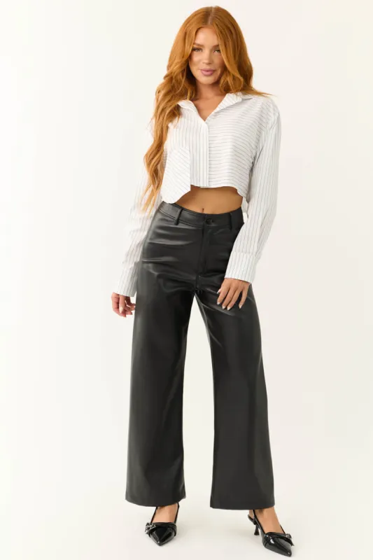 Black Pleather Wide Leg High Waisted Pants sold by Lime Lush