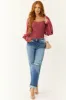 Vintage Rose Long Puff Sleeve Swiss Dot Bodysuit sold by Lime Lush