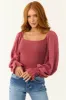 Vintage Rose Long Puff Sleeve Swiss Dot Bodysuit sold by Lime Lush