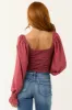 Vintage Rose Long Puff Sleeve Swiss Dot Bodysuit sold by Lime Lush