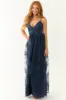 Navy Floral Detail Sleeveless Maxi Dress sold by Lime Lush
