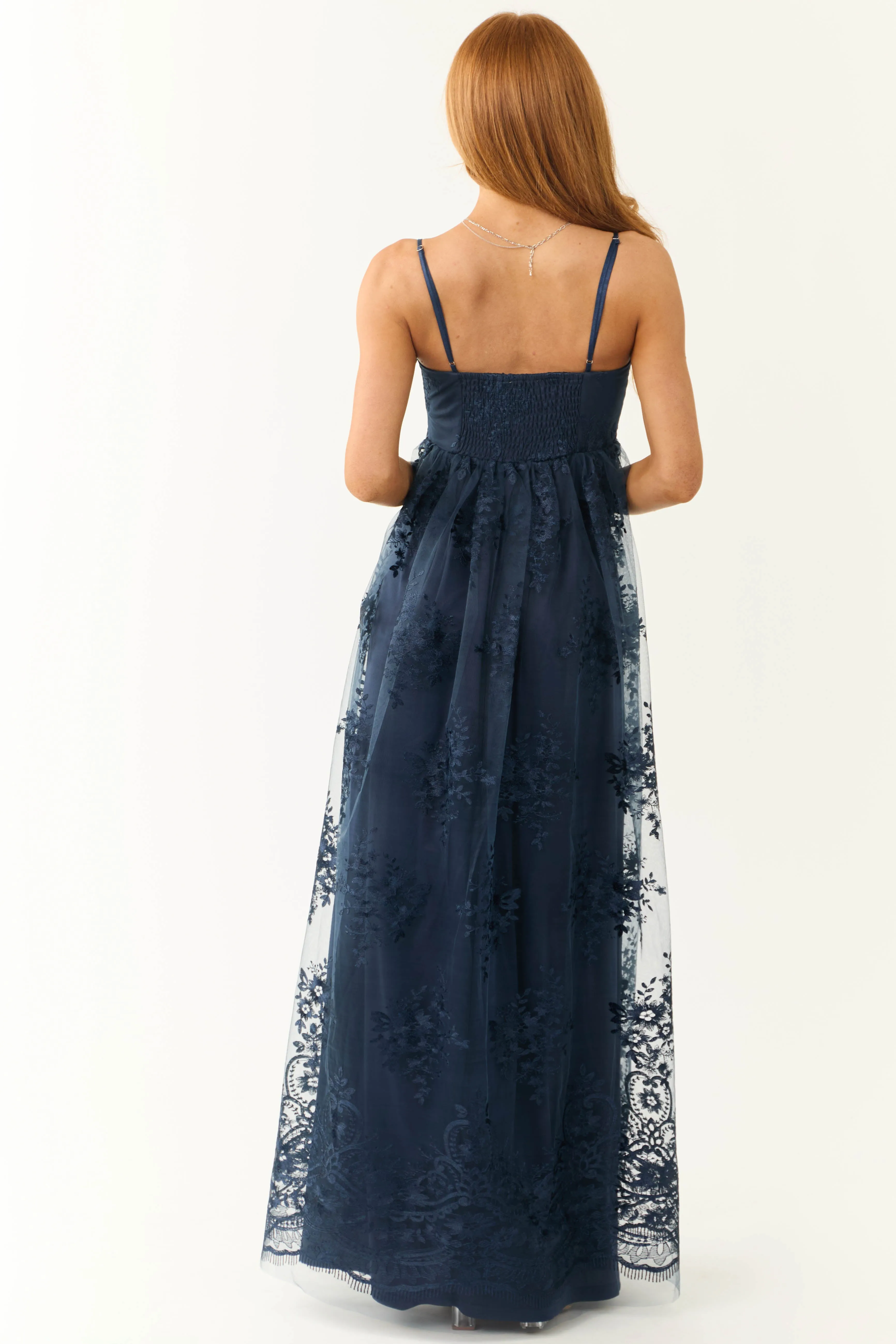 Navy Floral Detail Sleeveless Maxi Dress sold by Lime Lush product image thumbnail 5