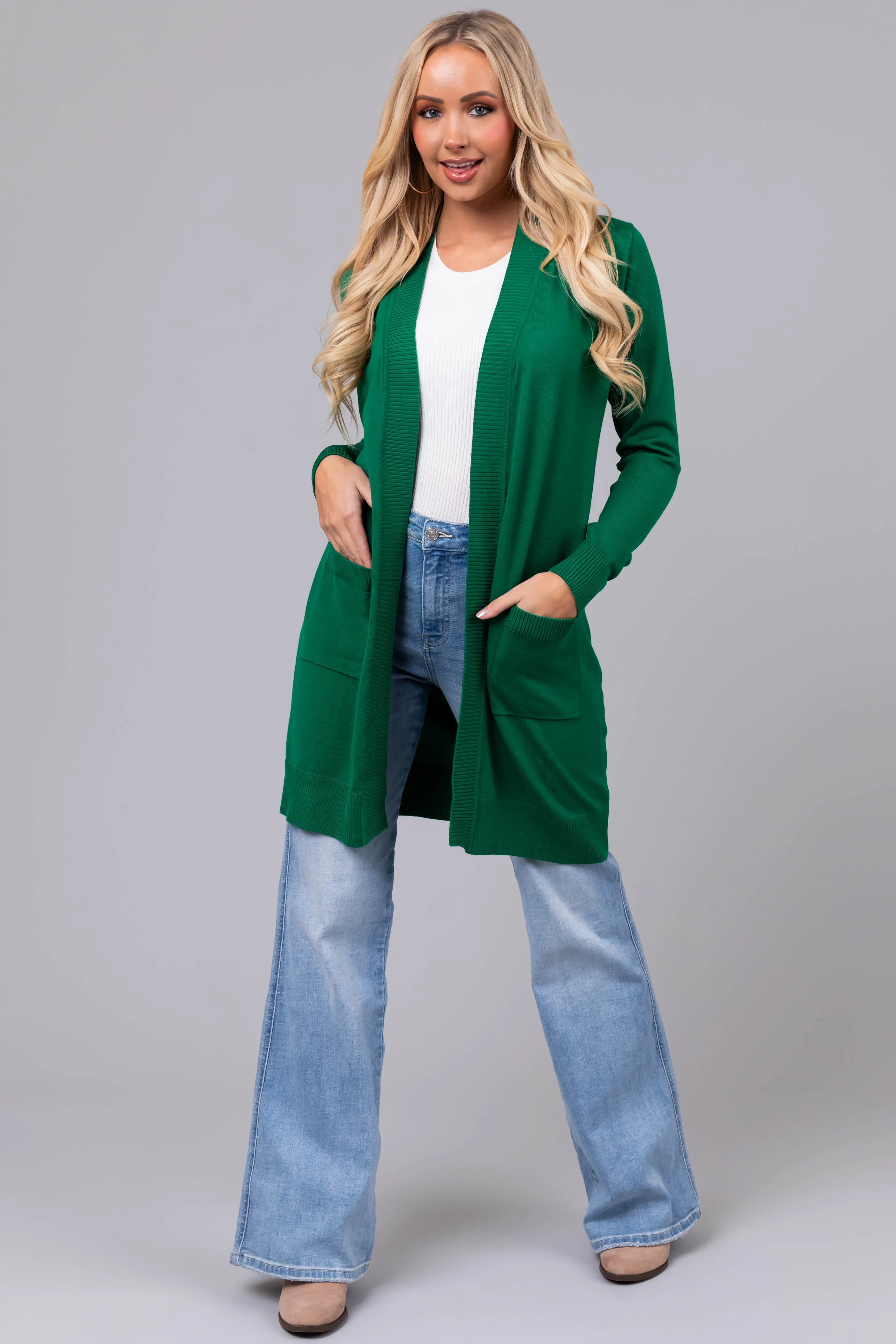 Jade Mid Length Lightweight Open Cardigan sold by Lime Lush product image thumbnail 2