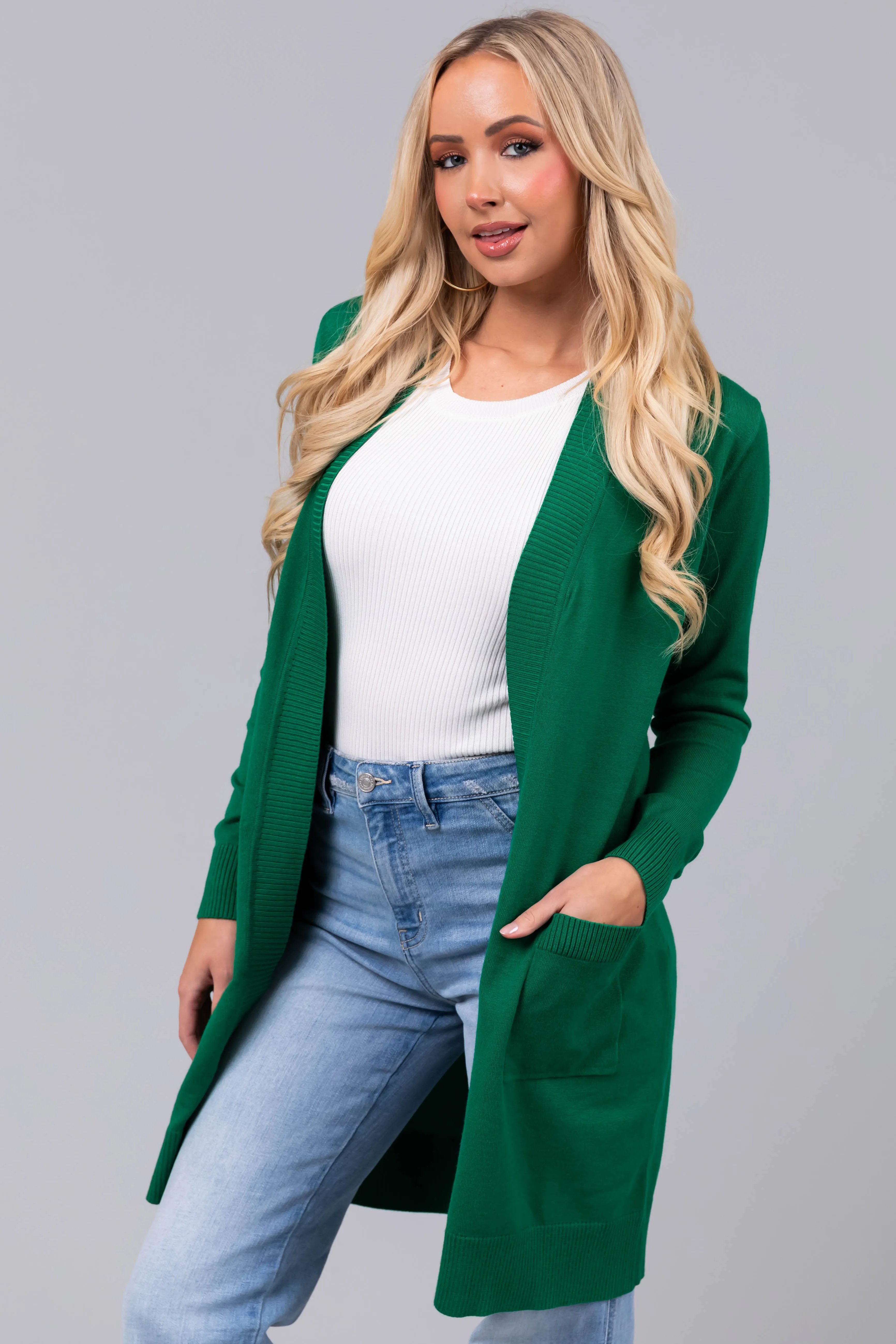 Jade Mid Length Lightweight Open Cardigan sold by Lime Lush product image thumbnail 5