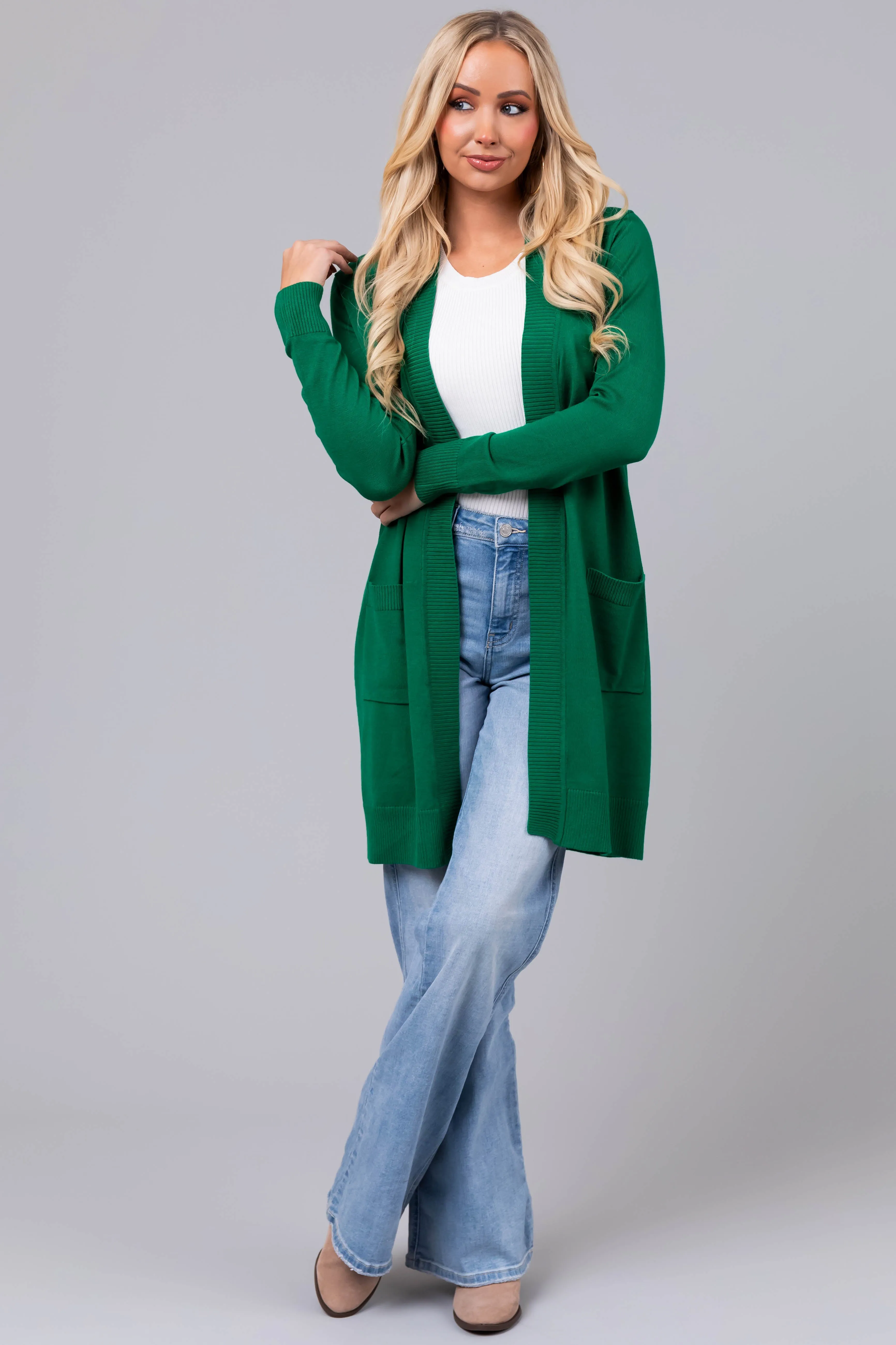 Jade Mid Length Lightweight Open Cardigan sold by Lime Lush product image thumbnail 3
