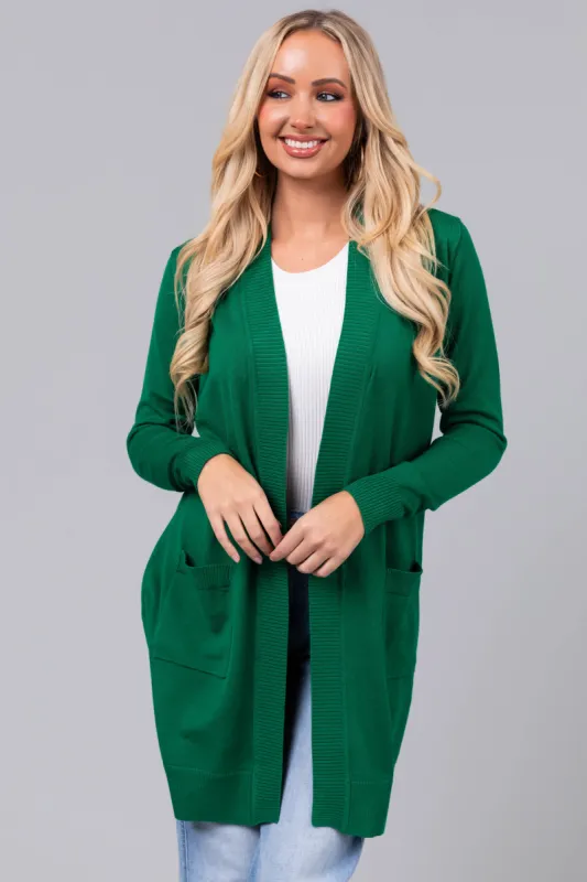 Jade Mid Length Lightweight Open Cardigan sold by Lime Lush
