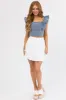 She+Sky Off White Satin Pleated Ruffle Skirt sold by Lime Lush
