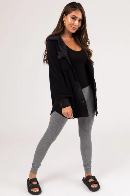 Heather Grey Ribbed Knit Seamless Leggings sold by Lime Lush