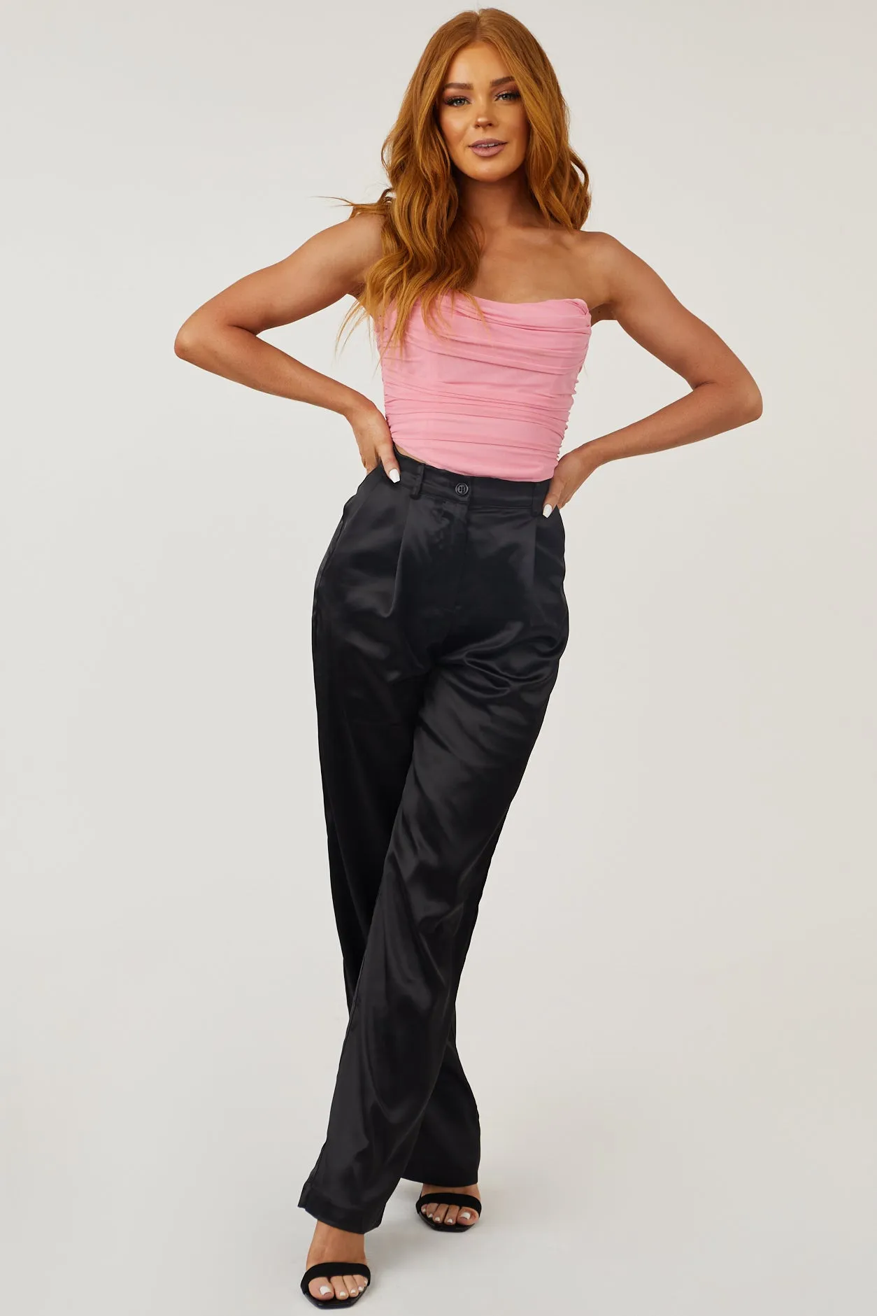 Bubblegum Strapless Mesh Corset Crop Top sold by Lime Lush product image thumbnail 3