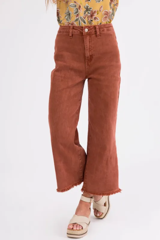 Dark Ginger Acid Wash Straight Jeans sold by Lime Lush