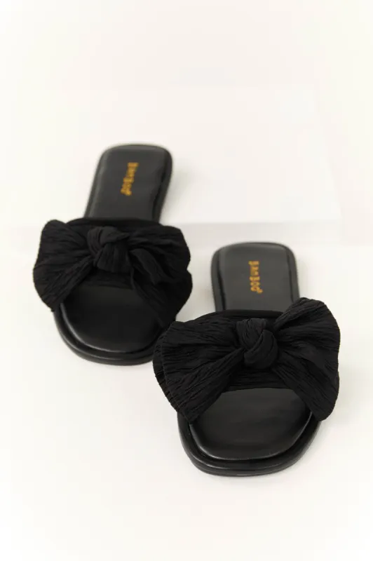 Black Bow Slide On Open Toe Sandals sold by Lime Lush