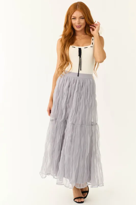 Dusty Lavender Tulle Plisse Maxi Skirt sold by Lime Lush