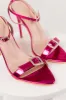 Shiny Magenta Rhinestone Buckle Strap Heels sold by Lime Lush