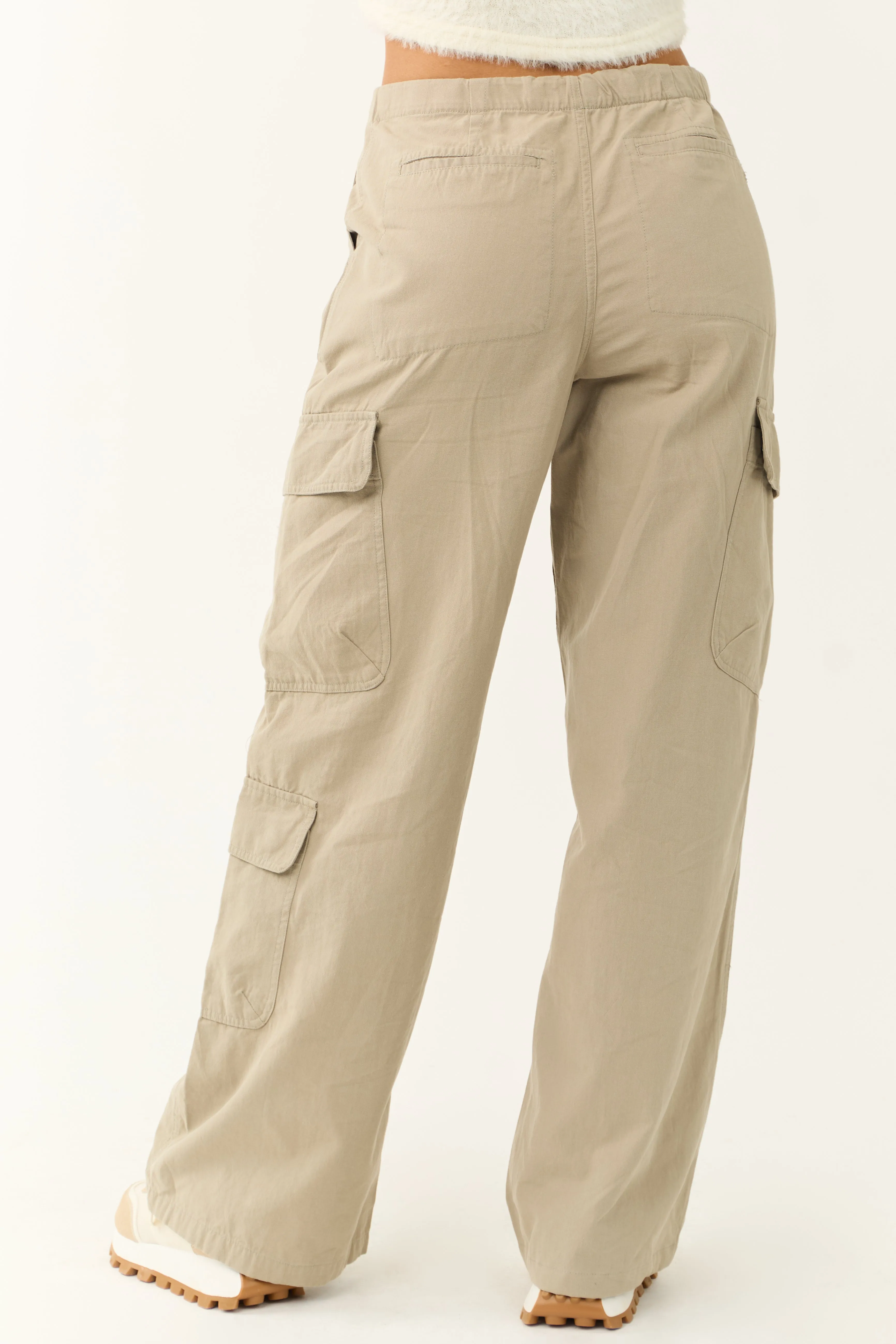 Faded Olive Mid Rise Wide Leg Cargo Pants sold by Lime Lush product image thumbnail 4