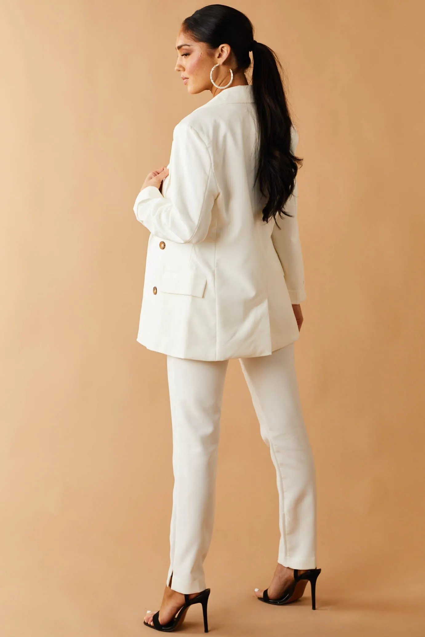 Ivory Slit Straight Leg Woven Pants sold by Lime Lush product image thumbnail 3