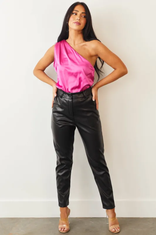Black High Waisted Skinny Pleather Pants sold by Lime Lush