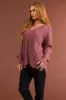 Dusty Rose V Neck High Low Sweater sold by Lime Lush