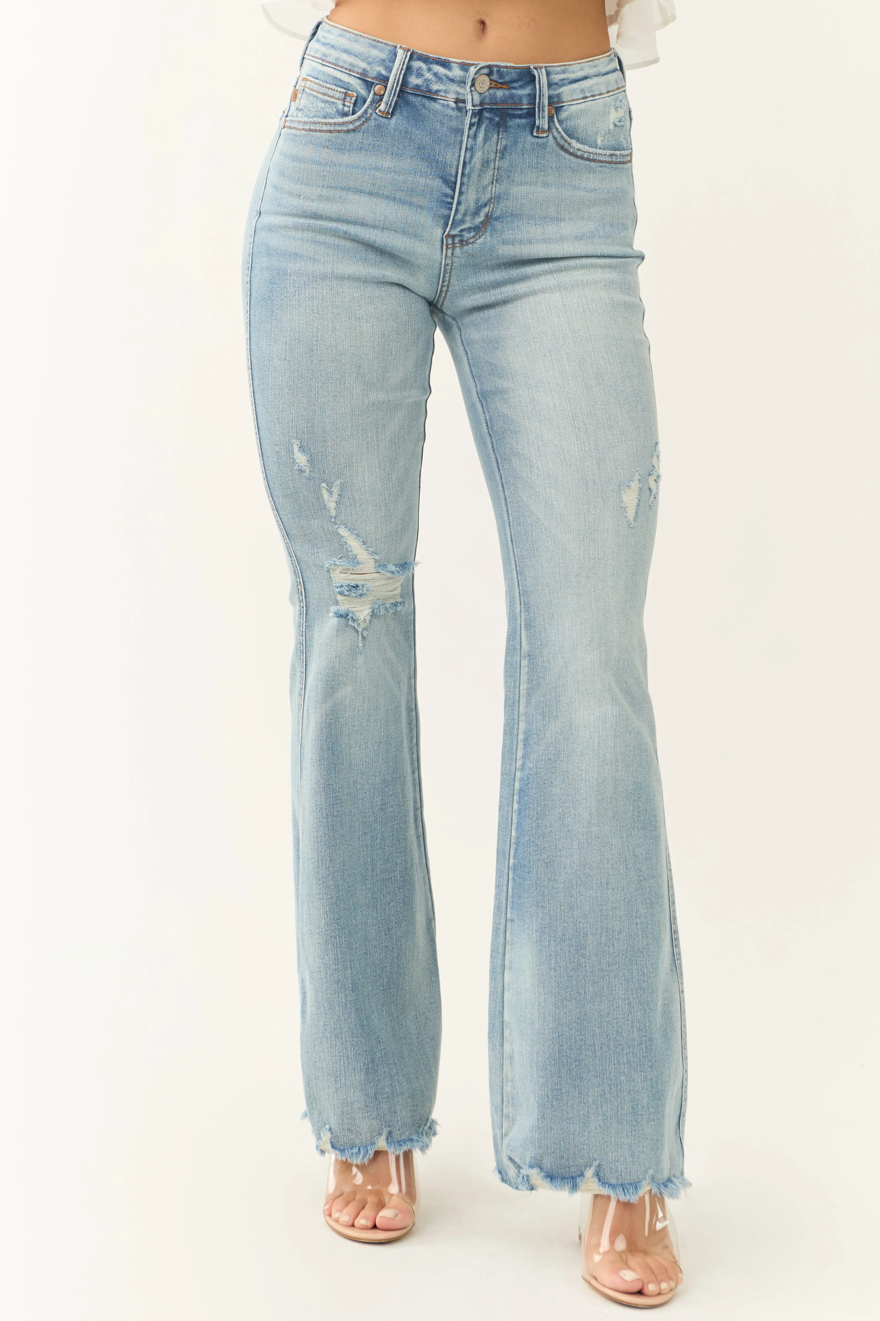 Judy Blue Tummy Control Medium Wash Flare Jeans sold by Lime Lush