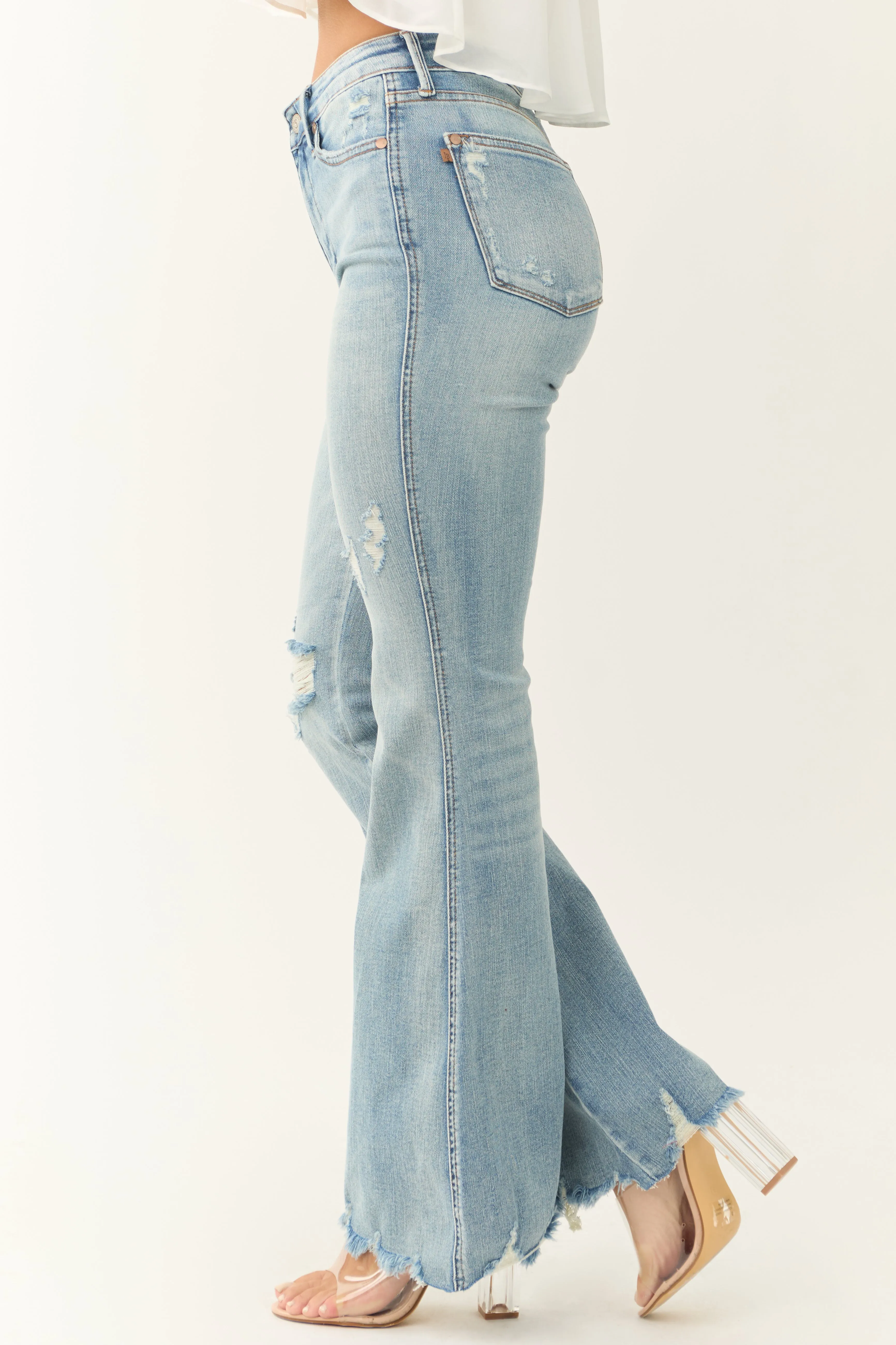 Judy Blue Tummy Control Medium Wash Flare Jeans sold by Lime Lush product image thumbnail 3