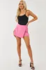 Bright Bubblegum Pink Asymmetrical Hem Skort sold by Lime Lush