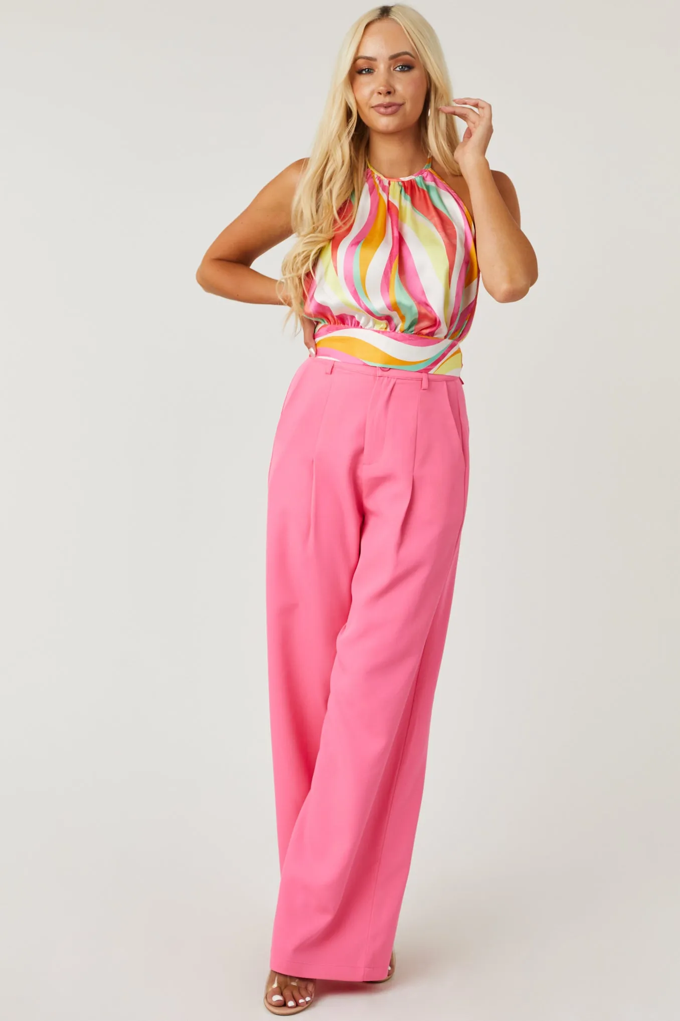 Flying Tomato Multicolor Abstract Print Halter Top sold by Lime Lush product image thumbnail 2