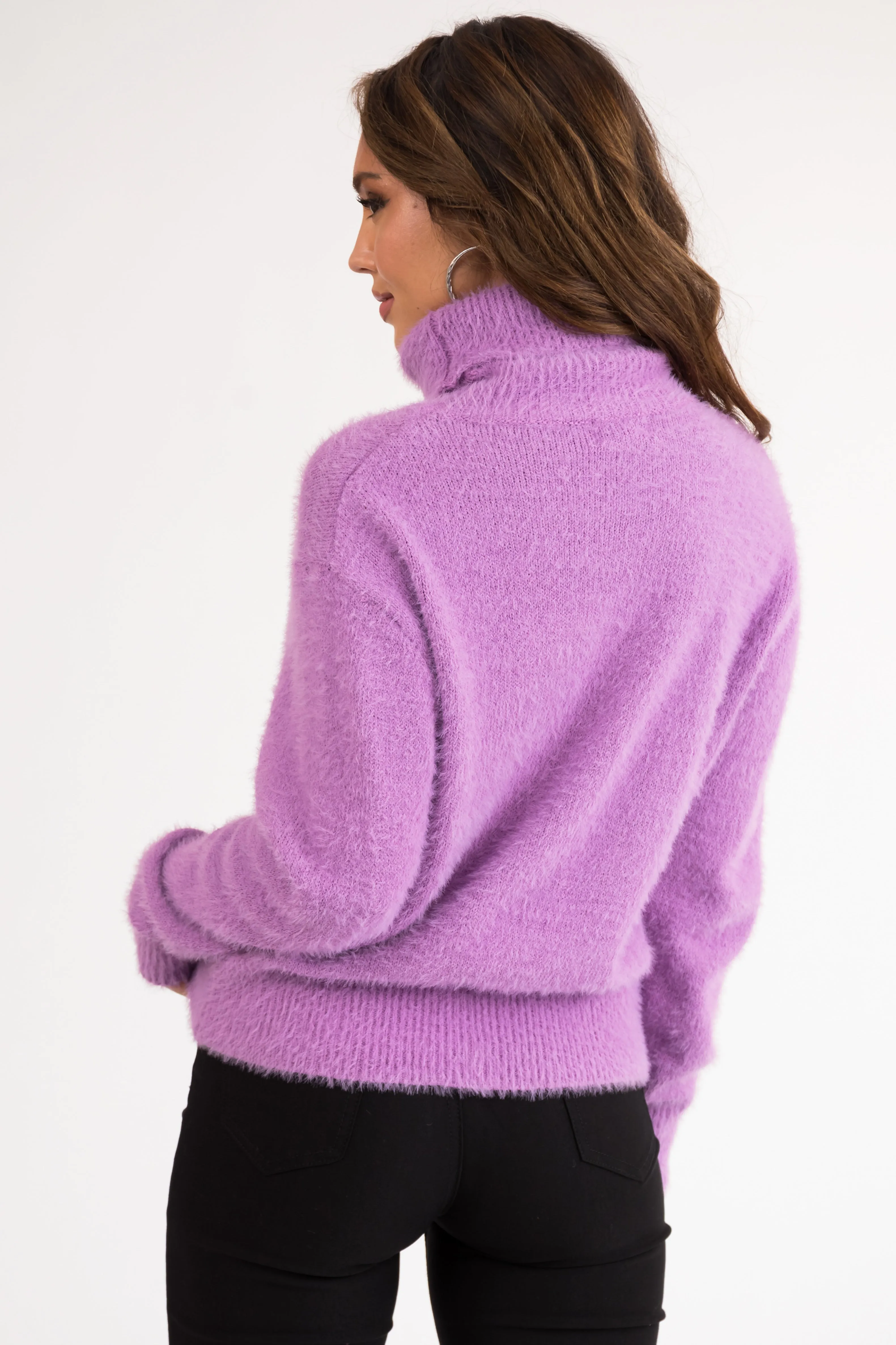 Iris Fuzzy Long Sleeve Turtleneck Sweater sold by Lime Lush product image thumbnail 5