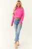 Fuchsia Cropped Turtleneck Fuzzy Sweater sold by Lime Lush
