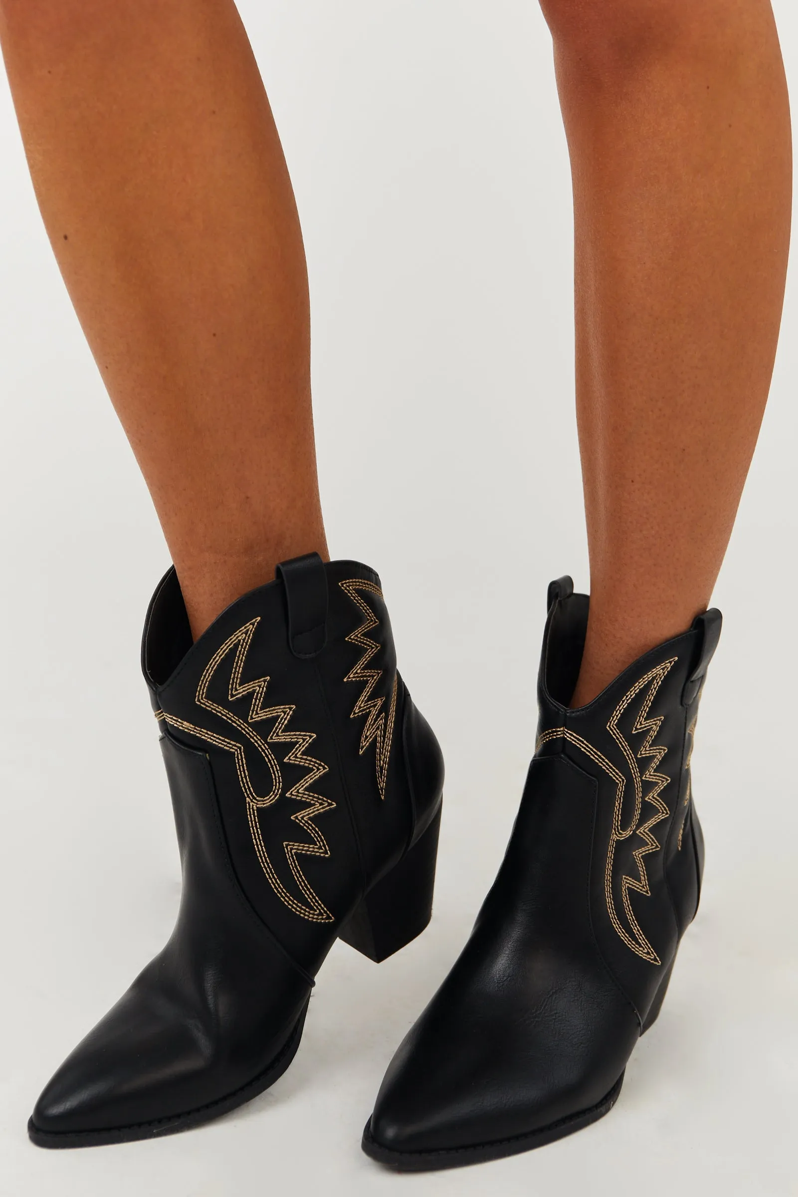 Black Pointed Toe Heeled Western Booties sold by Lime Lush product image thumbnail 2