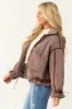 Deep Mauve Button Down Collared Puffer Jacket sold by Lime Lush