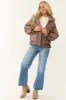 Deep Mauve Button Down Collared Puffer Jacket sold by Lime Lush