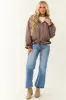 Deep Mauve Button Down Collared Puffer Jacket sold by Lime Lush