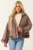 Deep Mauve Button Down Collared Puffer Jacket sold by Lime Lush