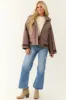 Deep Mauve Button Down Collared Puffer Jacket sold by Lime Lush