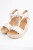 Ivory Crochet Trim Strap Espadrille Wedges sold by Lime Lush
