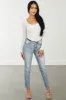 KanCan Light Wash Straight Leg Jeans with Frayed Hem sold by Lime Lush