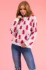 Ivory Christmas Tree Pearl Graphic Sweater sold by Lime Lush