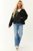 Black Double Button Long Sleeve Collared Jacket sold by Lime Lush