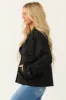 Black Double Button Long Sleeve Collared Jacket sold by Lime Lush