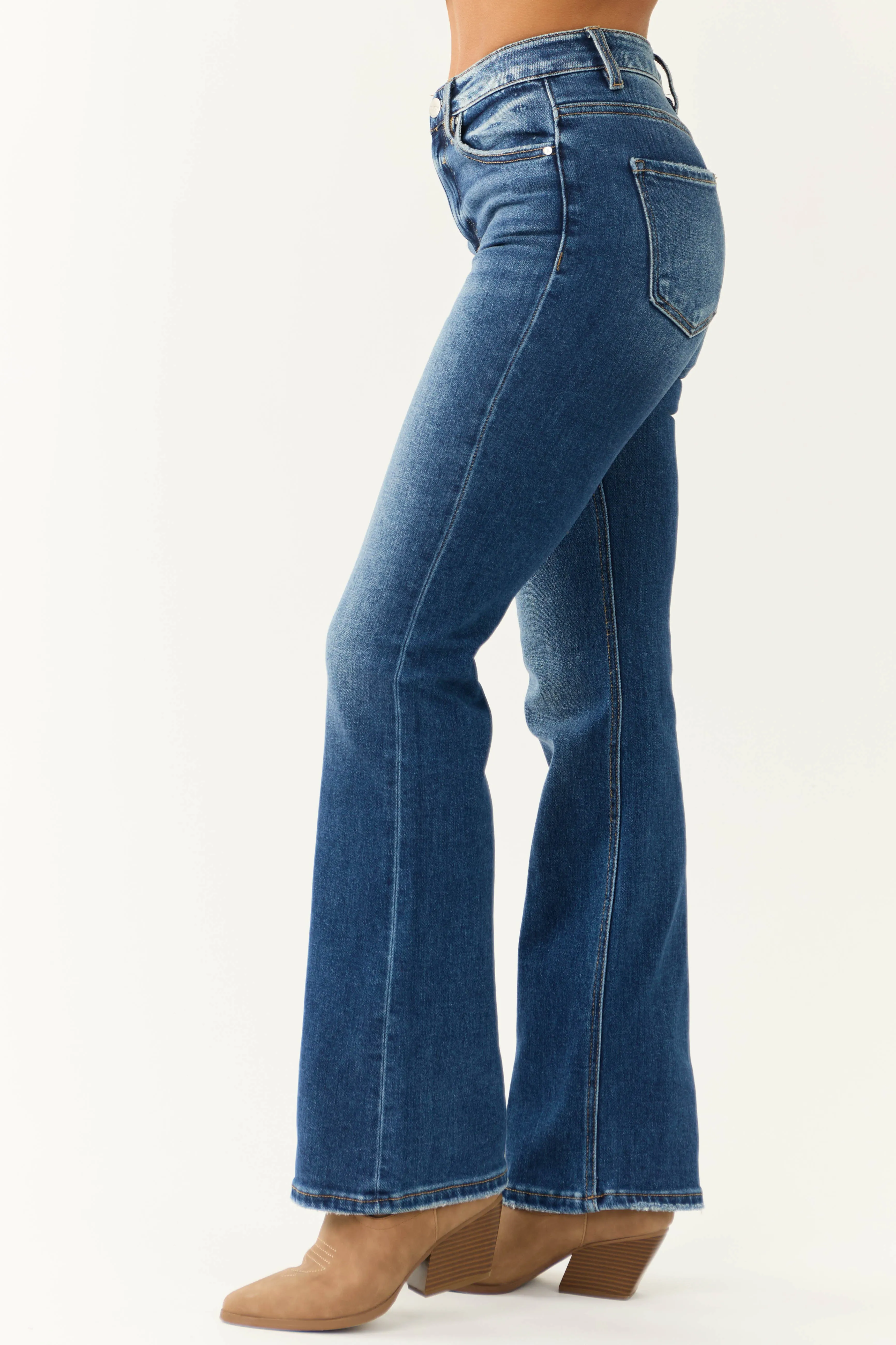 Risen Dark Wash Ankle Relaxed Bootcut Jeans sold by Lime Lush product image thumbnail 4