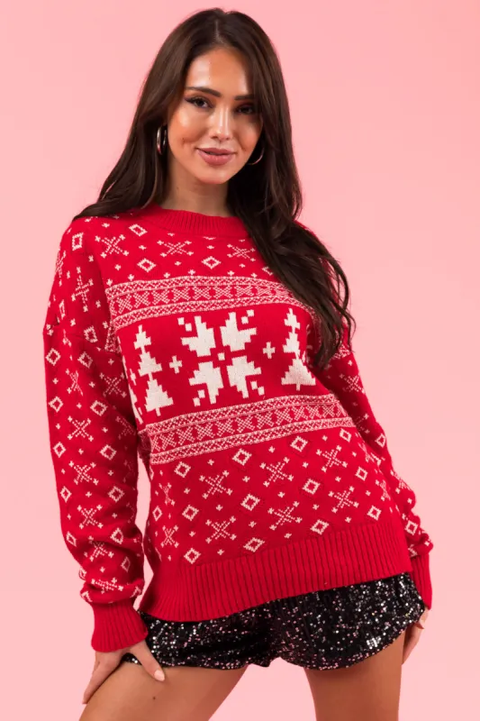 Scarlet Christmas Print Long Sleeve Sweater sold by Lime Lush