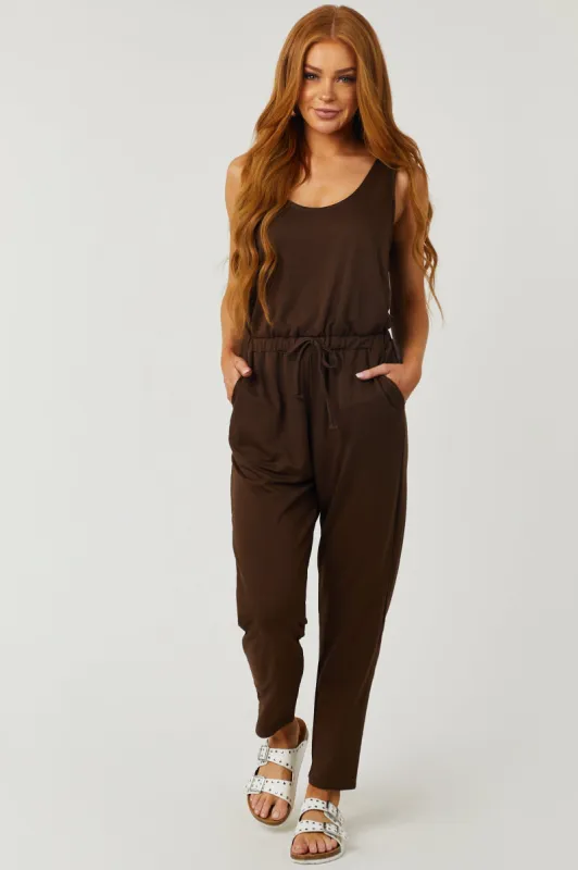 Cocoa Sleeveless Scoop Neck Knit Jumpsuit sold by Lime Lush