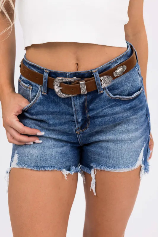 Sepia Engraved Felt Coated Western Belt sold by Lime Lush