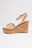 Beige Open Toe Wedges with Gold Buckle Detail sold by Lime Lush