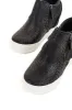 Black Snakeskin Print Textured Wedge Sneaker with Zippers sold by Lime Lush