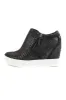 Black Snakeskin Print Textured Wedge Sneaker with Zippers sold by Lime Lush