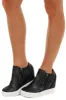 Black Snakeskin Print Textured Wedge Sneaker with Zippers sold by Lime Lush