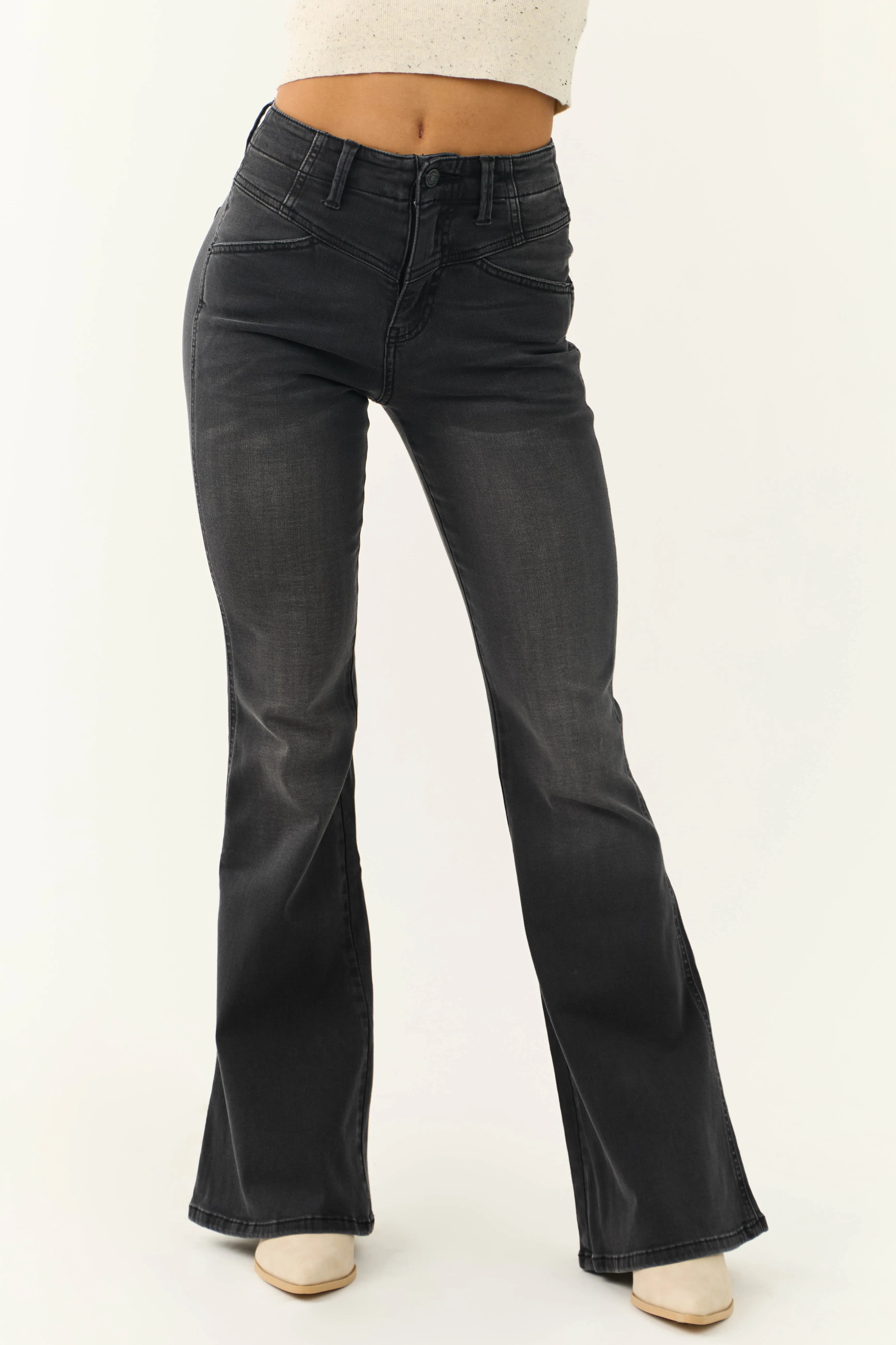 KanCan Black High Rise Flare Leg Jeans sold by Lime Lush
