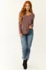 Light Berry Slub Knit Center Seam Long Sleeve Top sold by Lime Lush