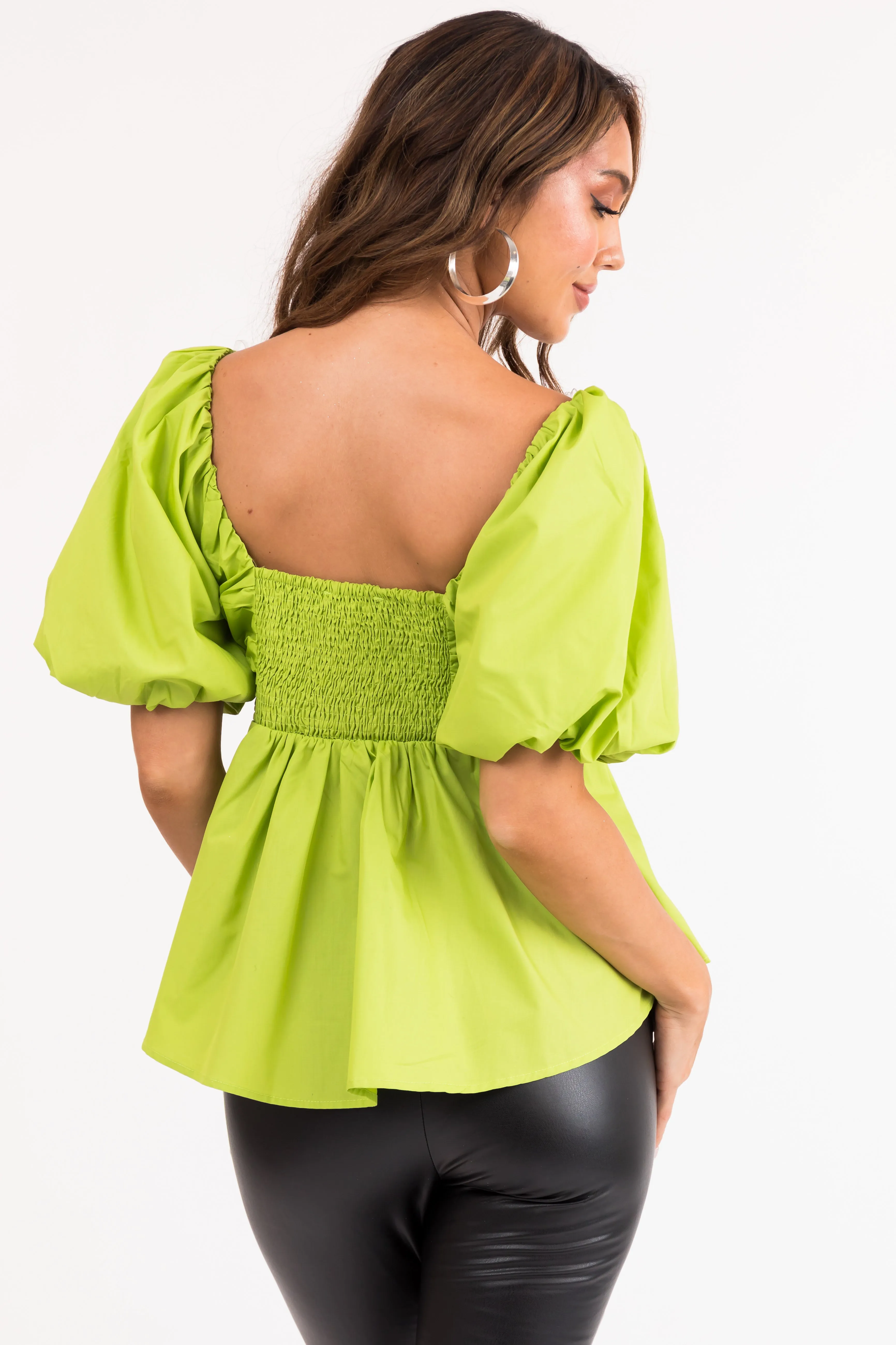 Lime Short Puff Sleeve Sweetheart Neck Top sold by Lime Lush product image thumbnail 5